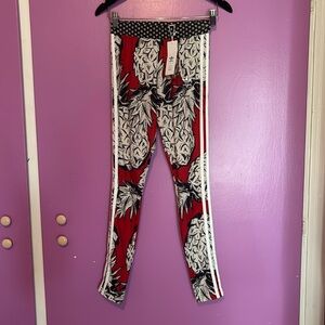 adidas Originals X Farm Three Stripe Leggings In Pineapple Print NWT